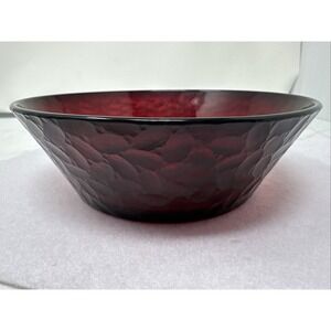 Rare Vintage Red Ruby Glass Arcoroc Sierra Textured Salad Bowl 8 1/2"X4 3/4"